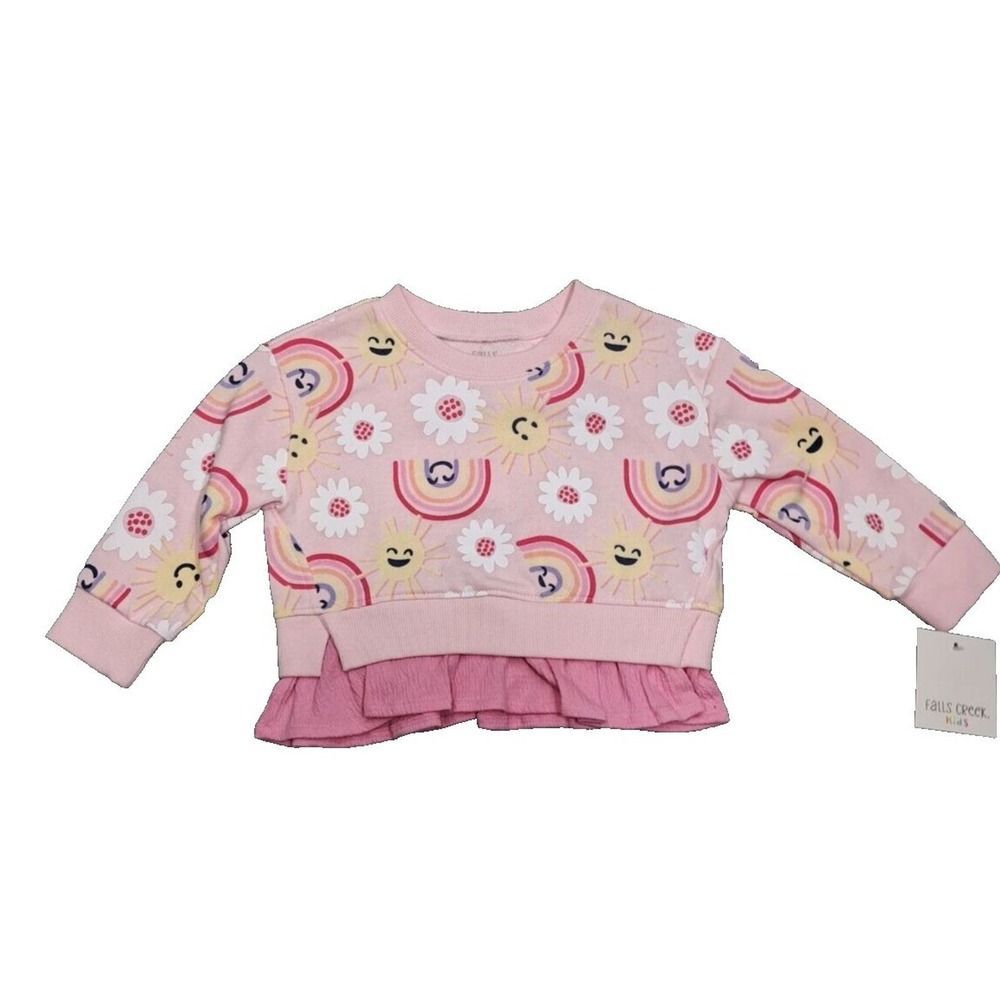 New Falls Creek Sweatshirt Shirt Little Baby Girls 12 Months Long Sleeve Rainbow